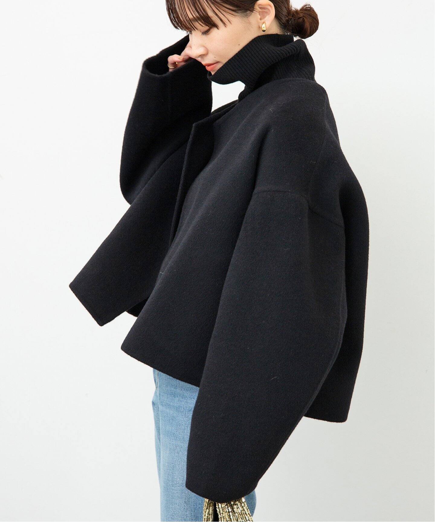 ウールアンゴラ ショートコート（ノーカラーコート）｜Deuxieme Classe  