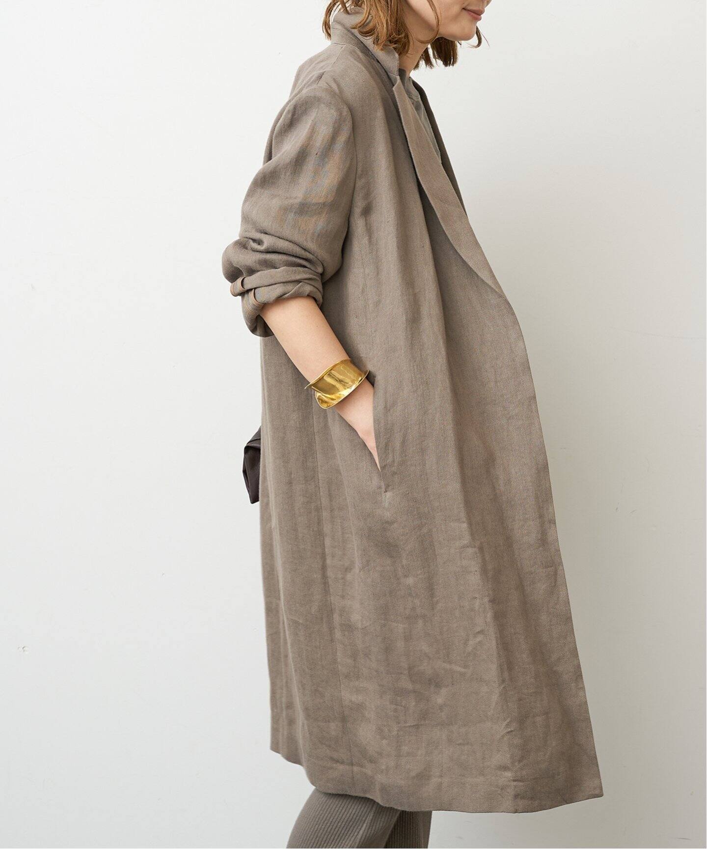 リネン マテリアルコート（その他ブルゾン／アウター）｜Deuxieme  