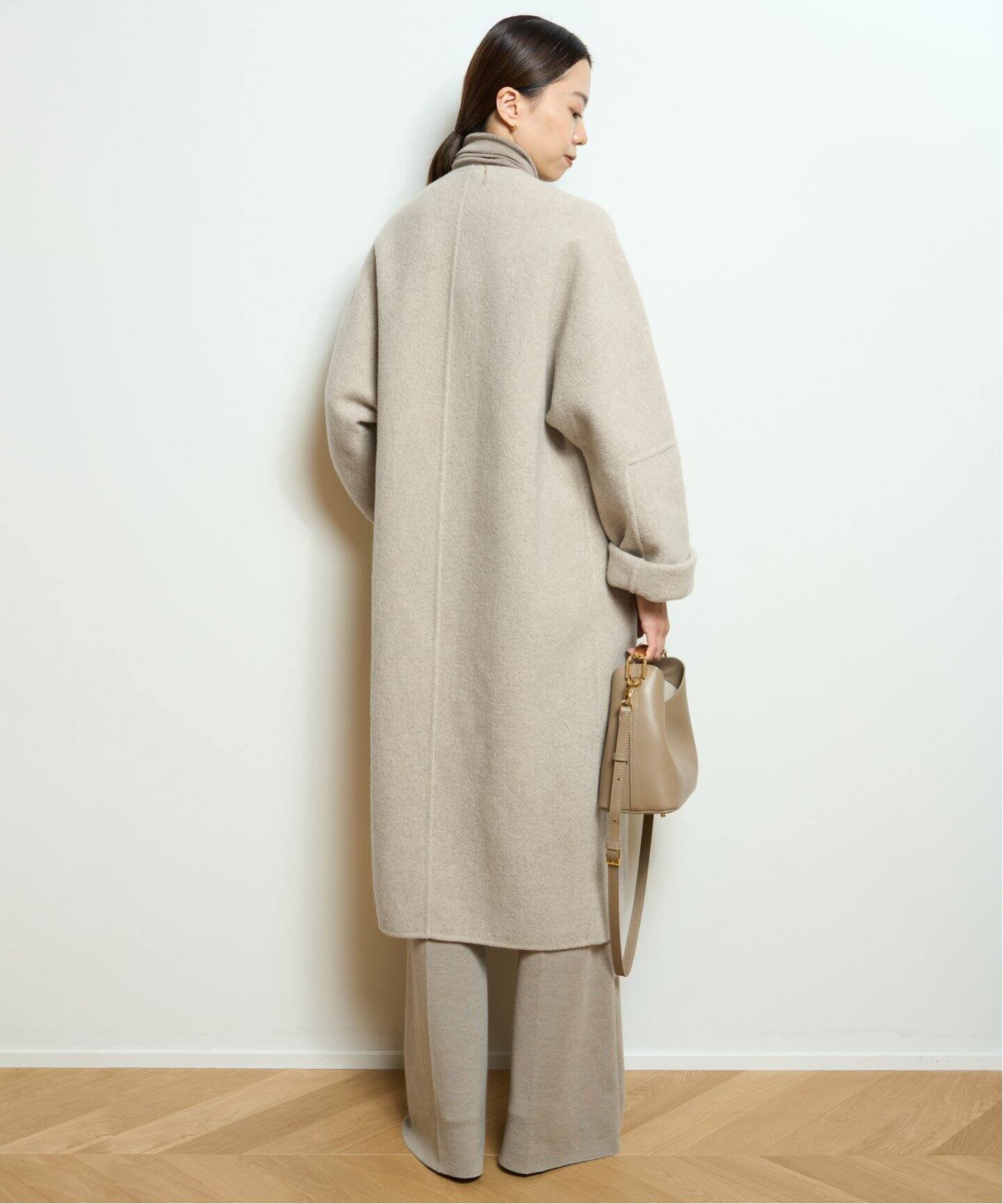 32PARADIS/トラントドゥ パラディ】 CASHMERE/WOOLノーカラーコート  