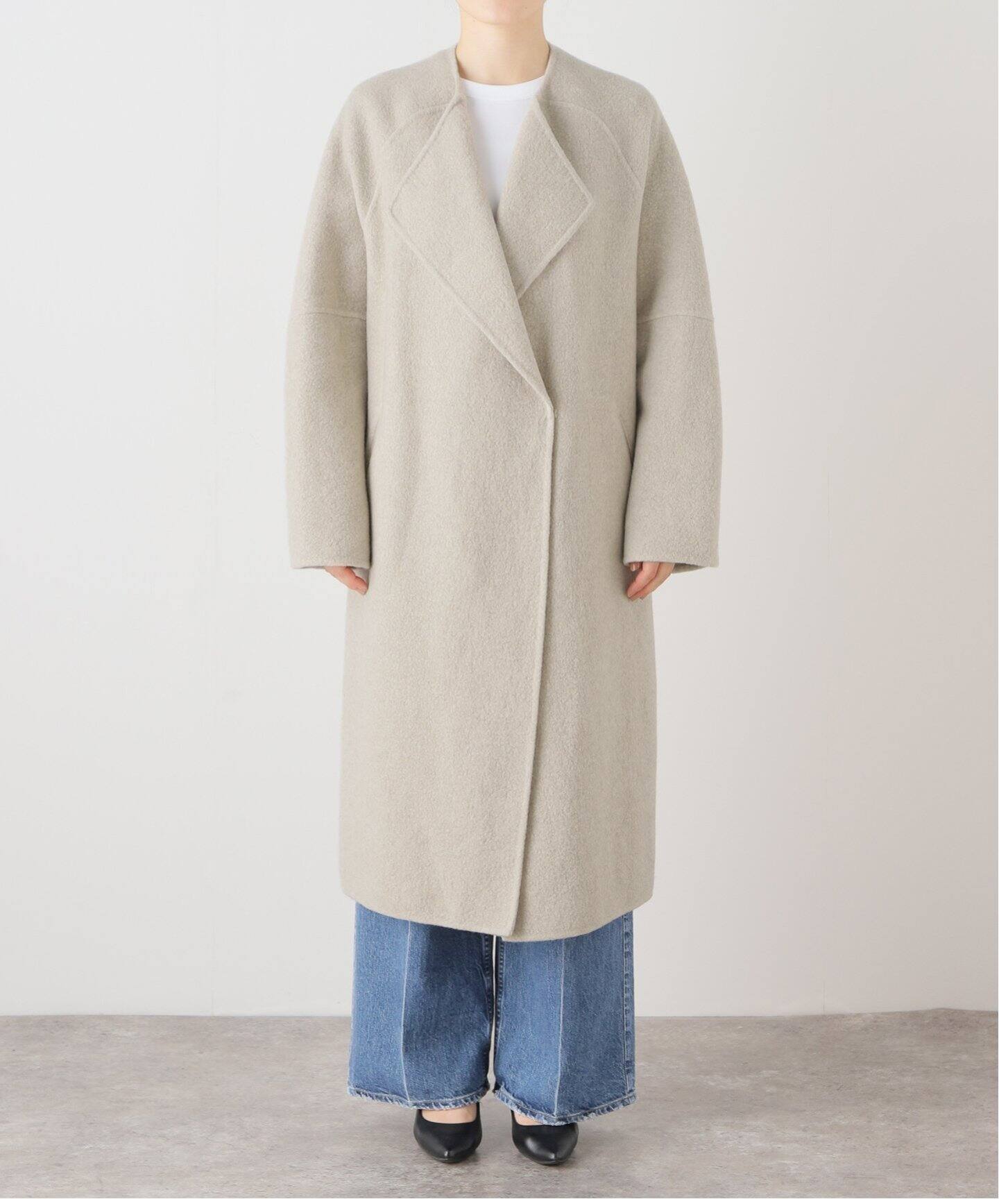 32PARADIS/トラントドゥ パラディ】 CASHMERE/WOOLノーカラーコート 
