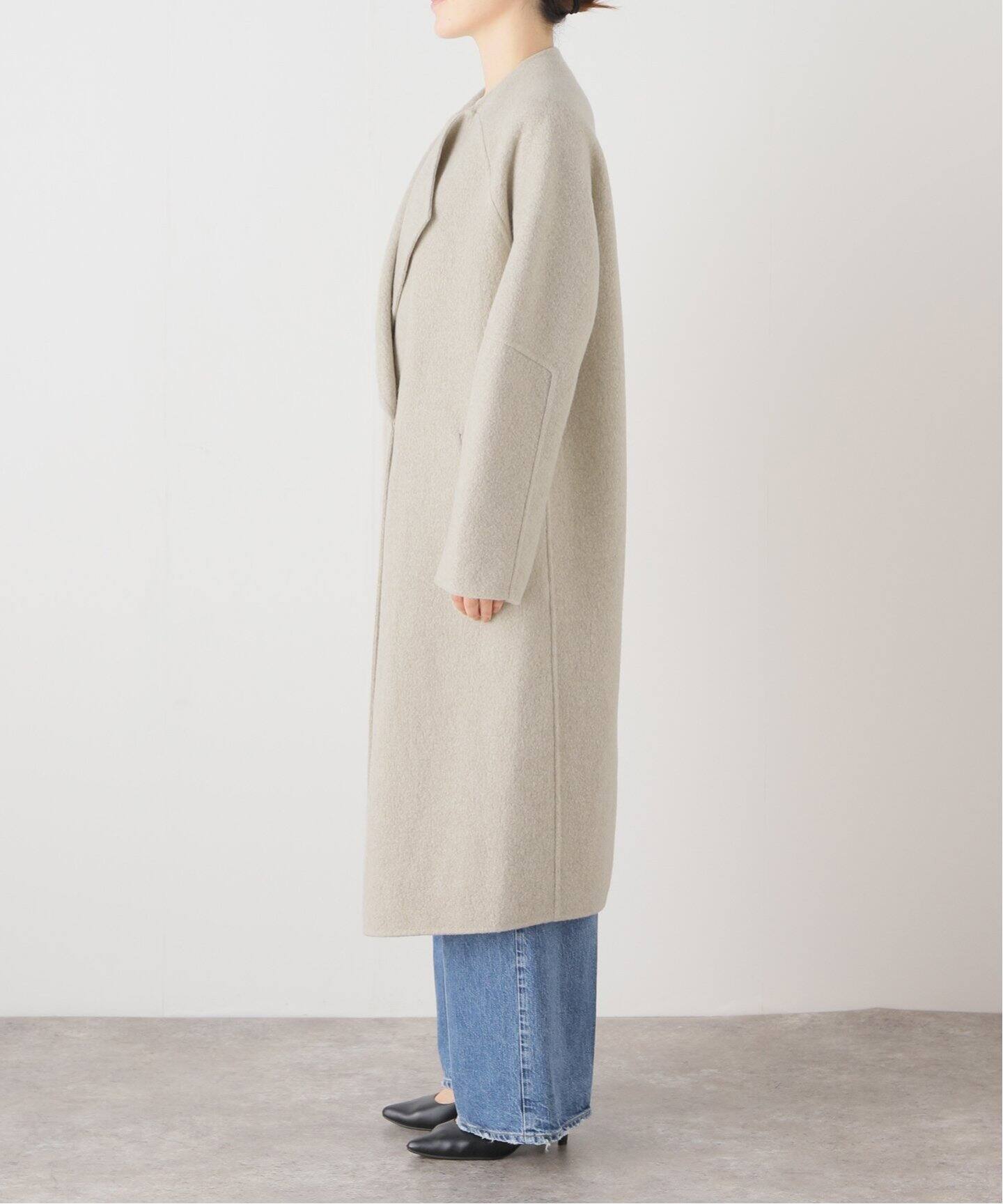 32PARADIS/トラントドゥ パラディ】 CASHMERE/WOOLノーカラーコート 