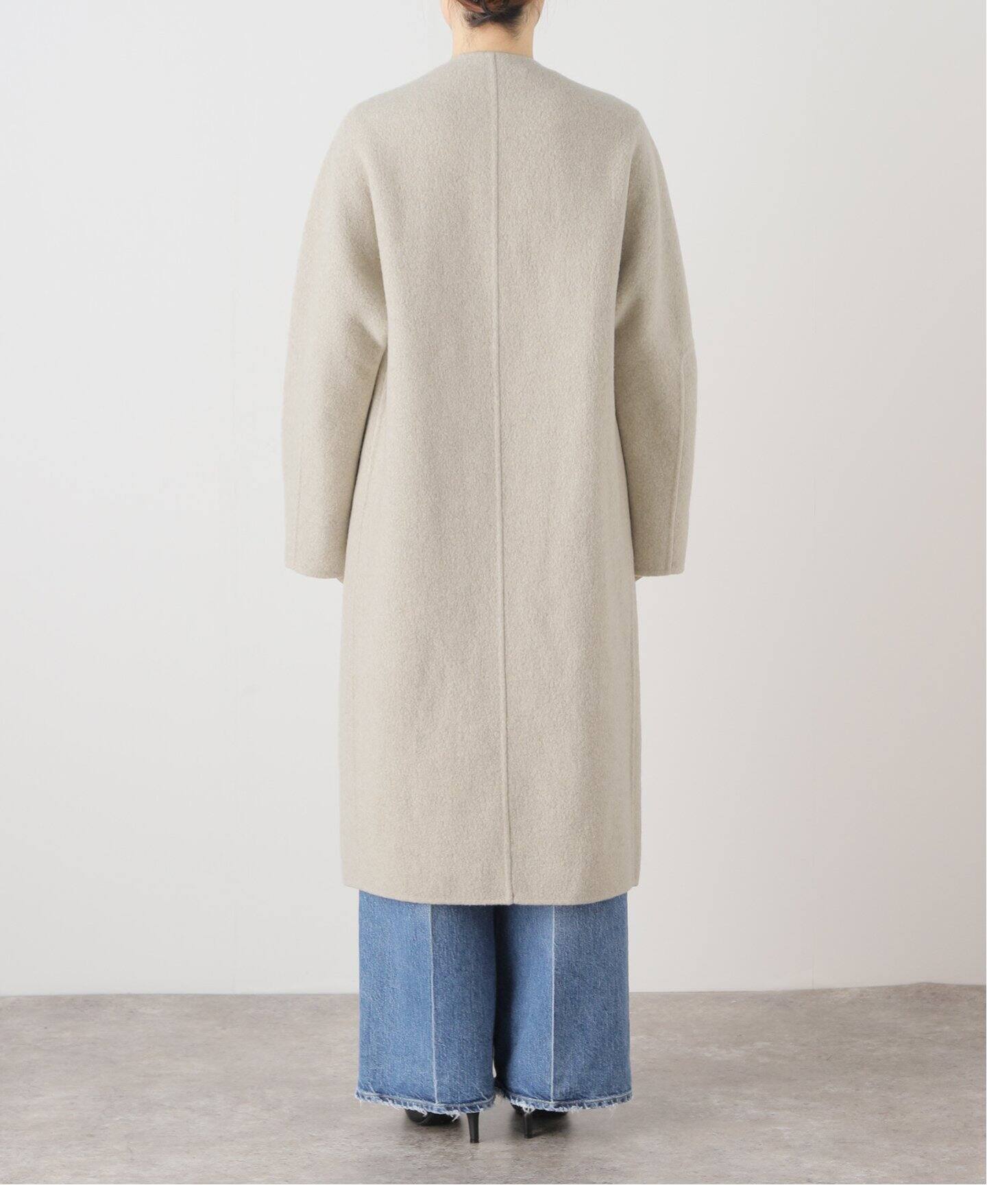 32PARADIS/トラントドゥ パラディ】 CASHMERE/WOOLノーカラーコート  