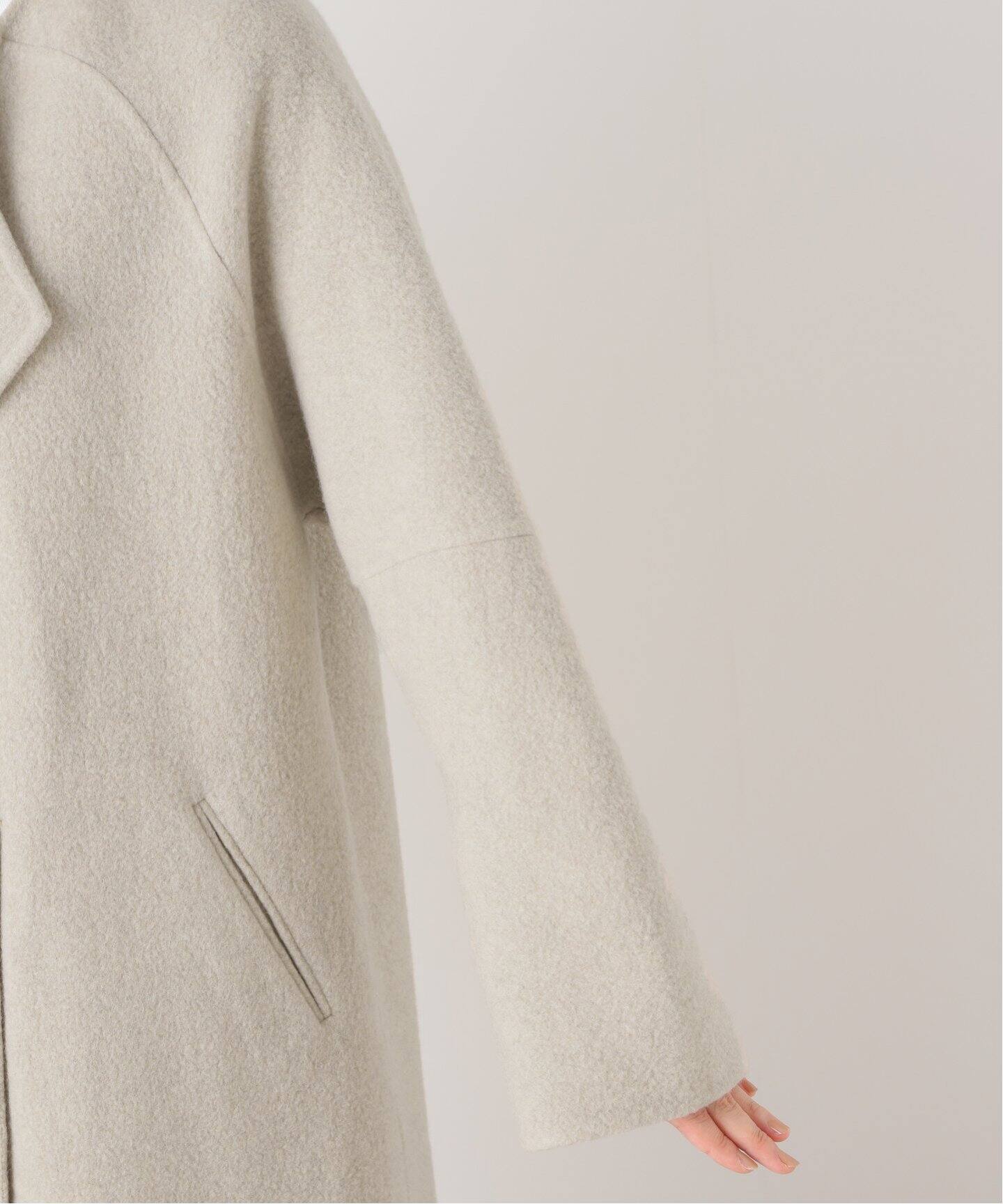 32PARADIS/トラントドゥ パラディ】 CASHMERE/WOOLノーカラーコート 