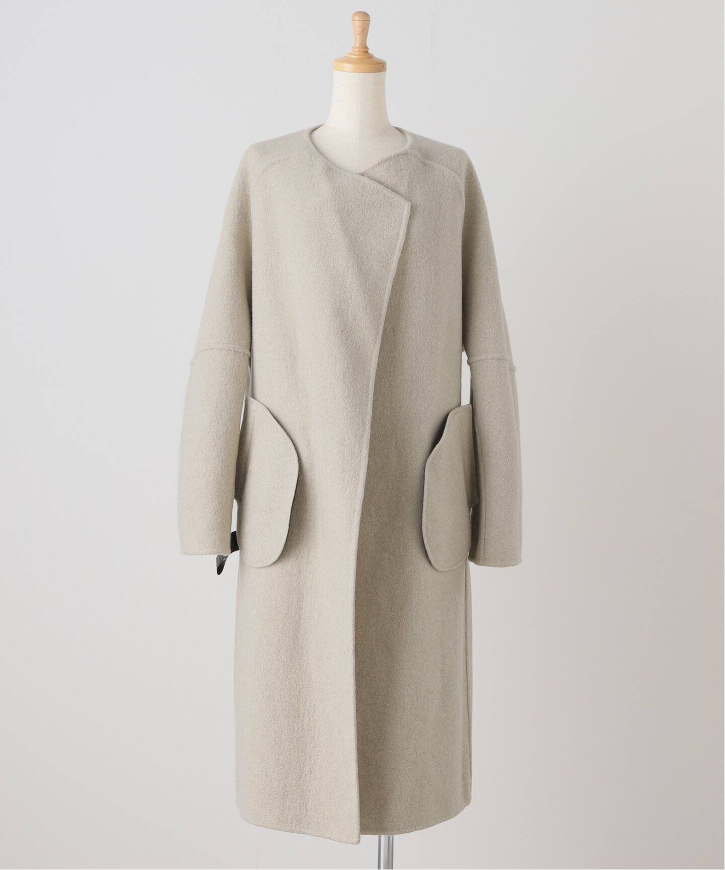32PARADIS/トラントドゥ パラディ】 CASHMERE/WOOLノーカラーコート 