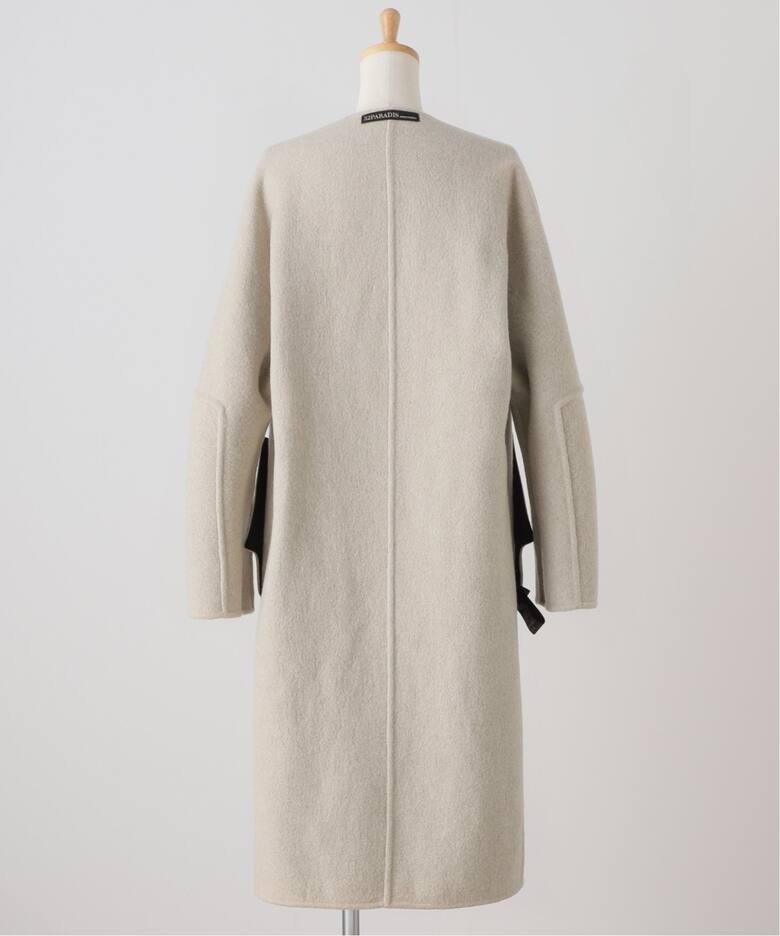 32PARADIS/トラントドゥ パラディ】 CASHMERE/WOOLノーカラーコート  
