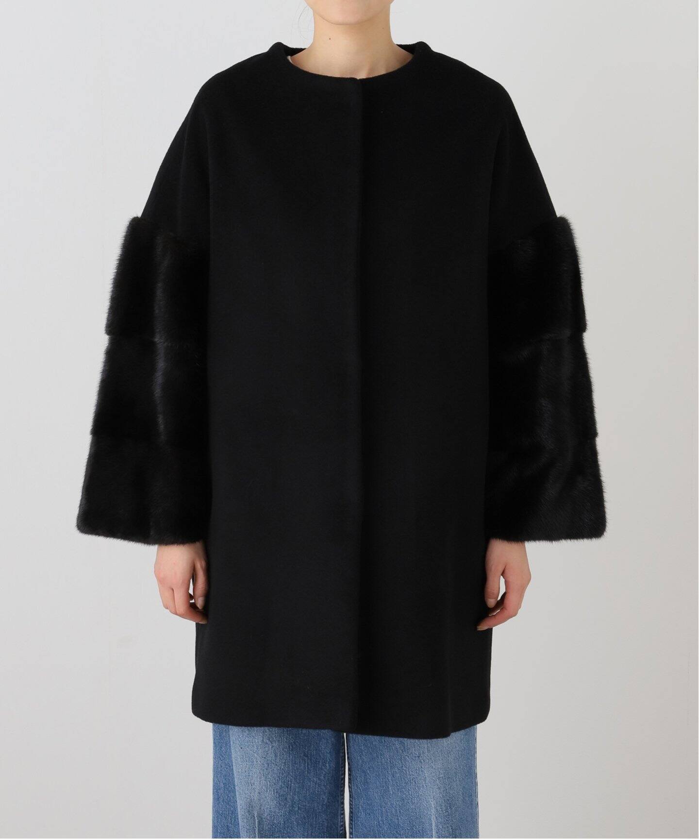 AVA ADORE/アヴァ・アドール】 MINK SKEEVE コート（ノーカラーコート  
