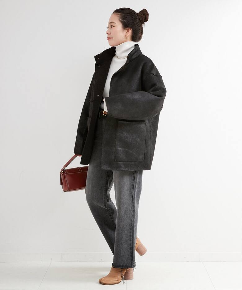 リバーシブルミドル丈ムートンコート（ムートンコート）｜B.C STOCK  