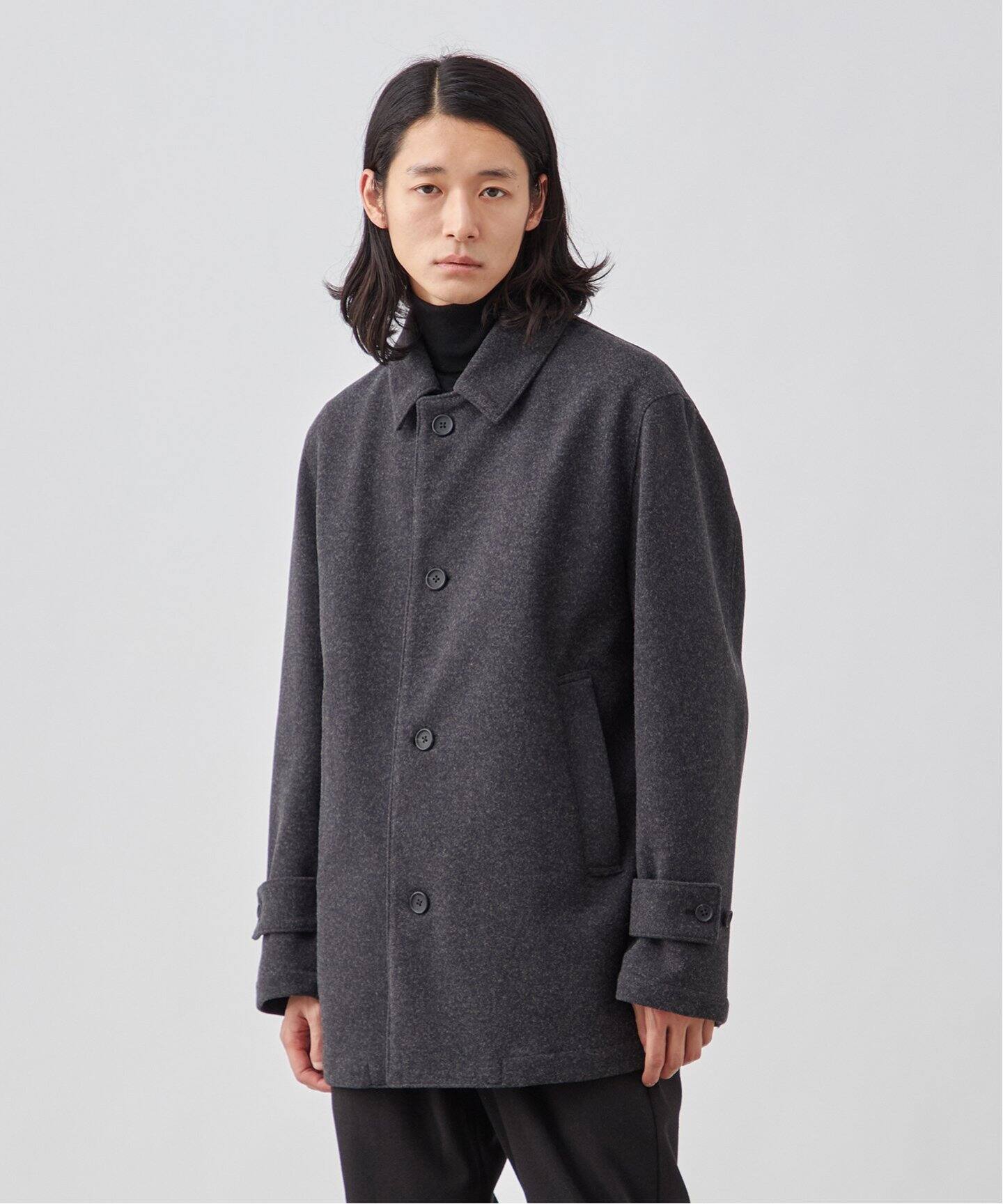 サリースコット ステンカラーコート チェック ウール ライナー付き  