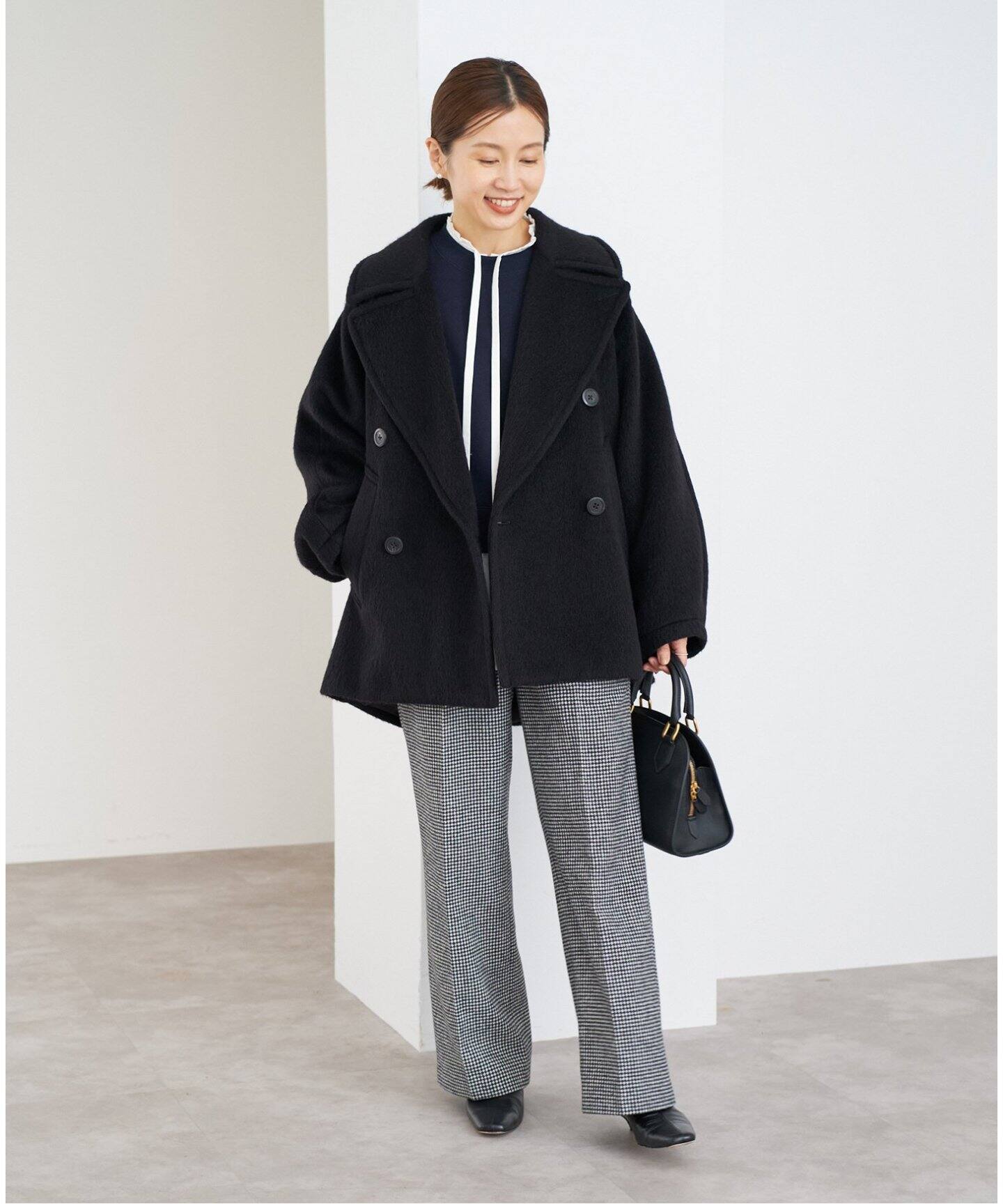 IENA モヘヤコクーンコート2016AW（モヘヤミックスシャギーショート  