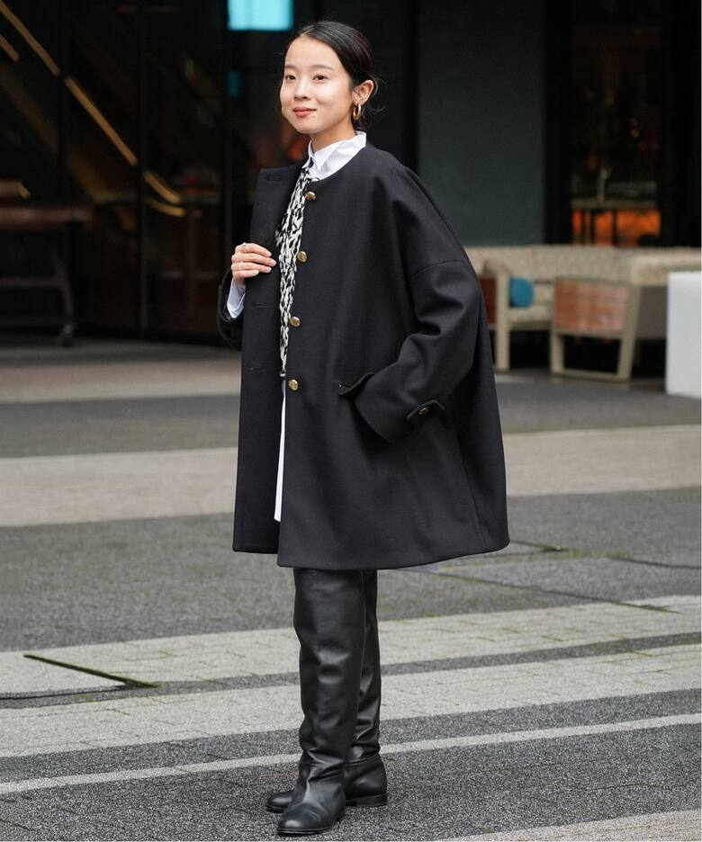 マッキントッシュ 良品 ハンビー ノーカラー コクーン ロング コート  