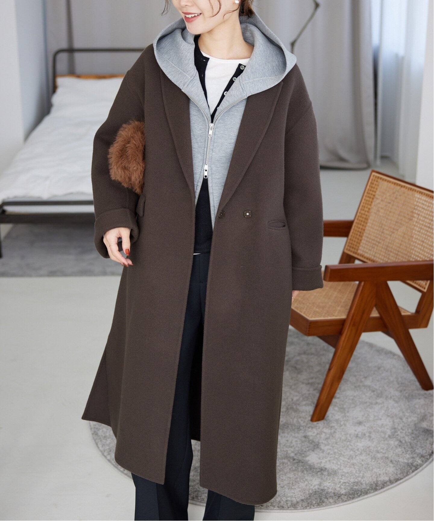 souple woolダブルフェイスチェスターコート（チェスターコート 