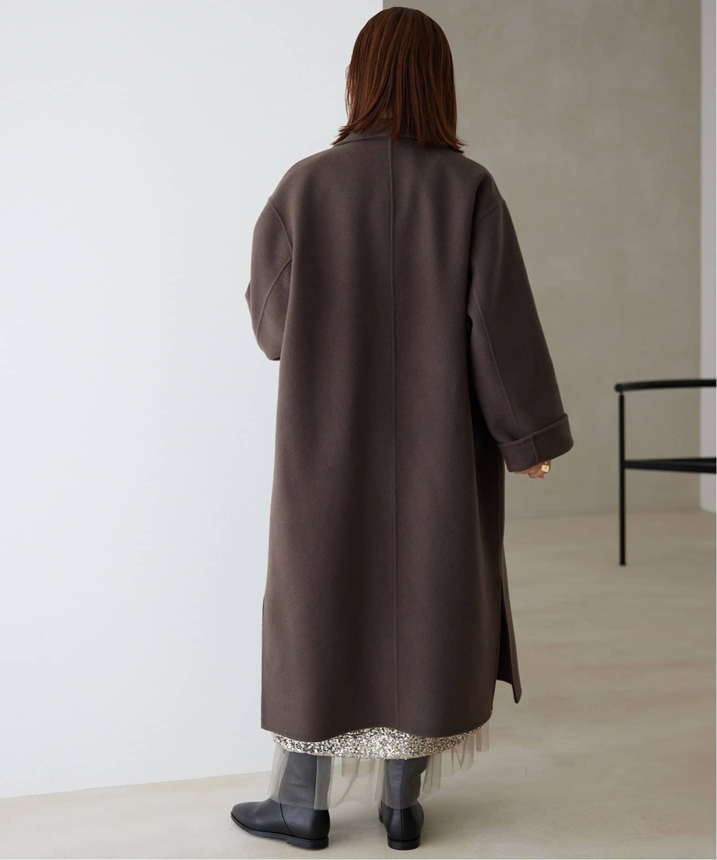 スローブイエナ✨チェスターコート ブラック ウール100% サイズ40 souple woolダブルフェイスチェスターコート（チェスターコート