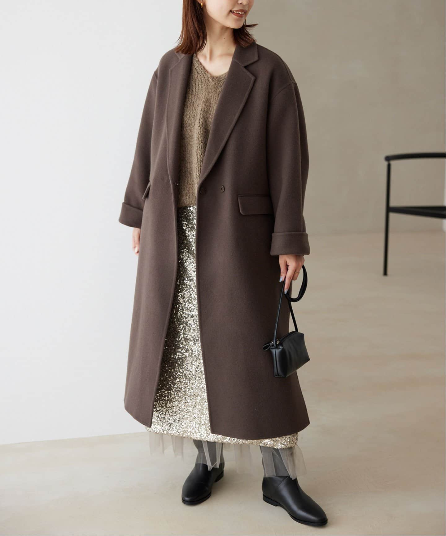 追加》souple woolダブルフェイスチェスターコート（チェスター