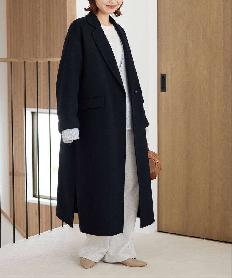 追加》souple woolダブルフェイスチェスターコート（チェスターコート  