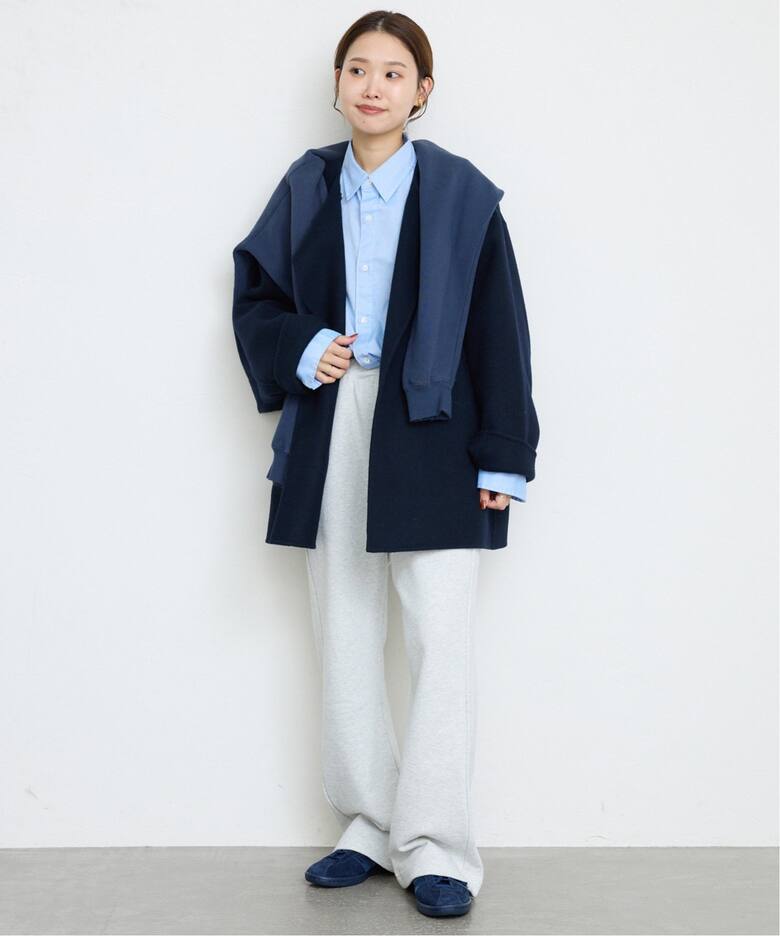 souple woolダブルフェイスノーカラーコート（ノーカラーコート 