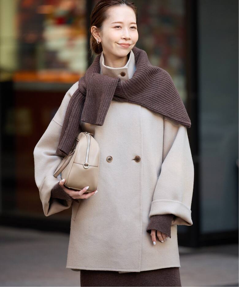 スローブ イエナ SLOBE IENA souple wool ダブルフェイスミドルコート  