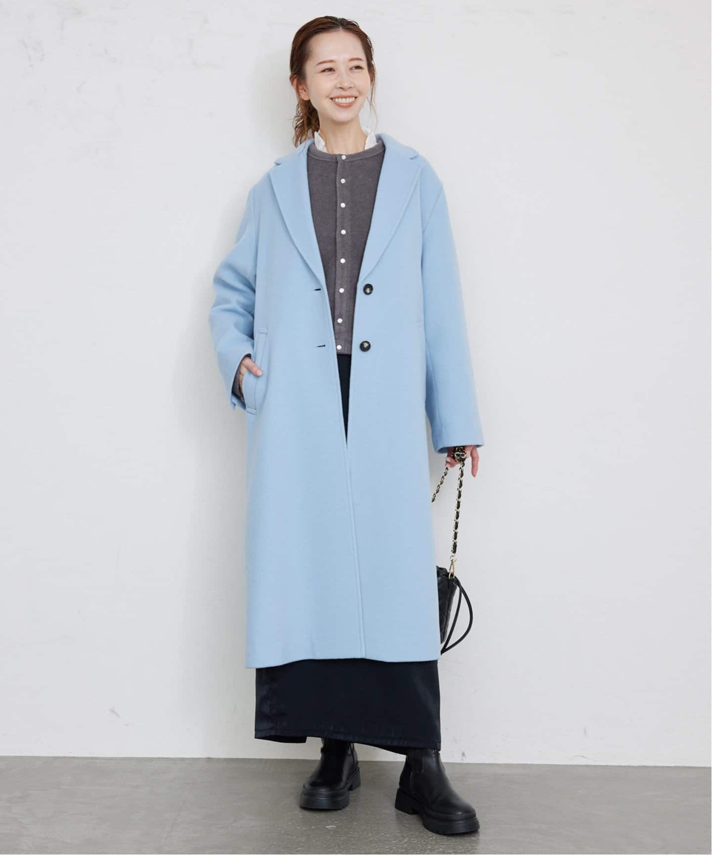 【美品】スローブイエナIENA グレー ウールロングチェスターコート L XL 美品】スローブイエナIENA グレー ウールロングチェスターコート