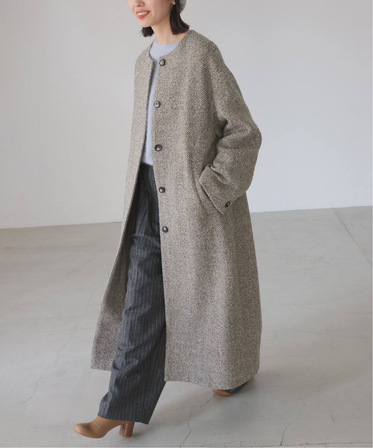 ツイードノーカラーコート（ノーカラーコート）｜SLOBE IENA（スローブ  