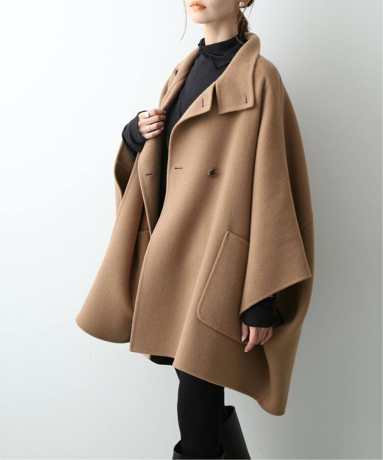 WEB限定/追加》スタンドカラーダブルフェイスポンチョ（ポンチョ 