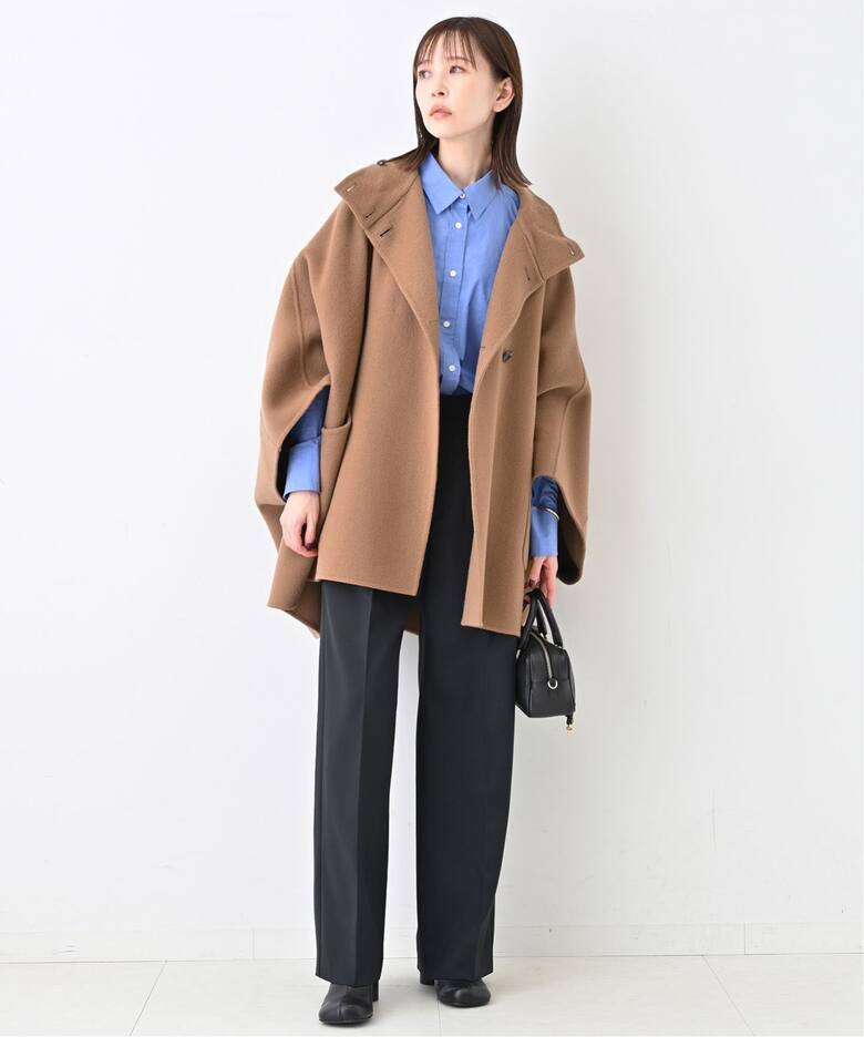 WEB限定/追加》スタンドカラーダブルフェイスポンチョ（ポンチョ 