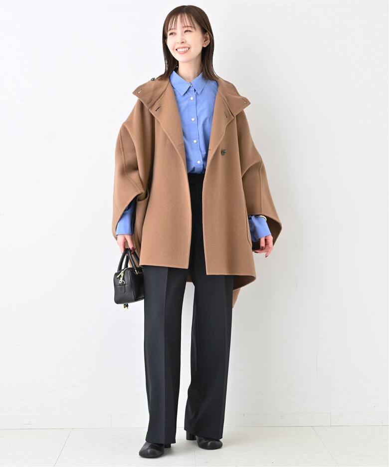 WEB限定/追加》スタンドカラーダブルフェイスポンチョ（ポンチョ 