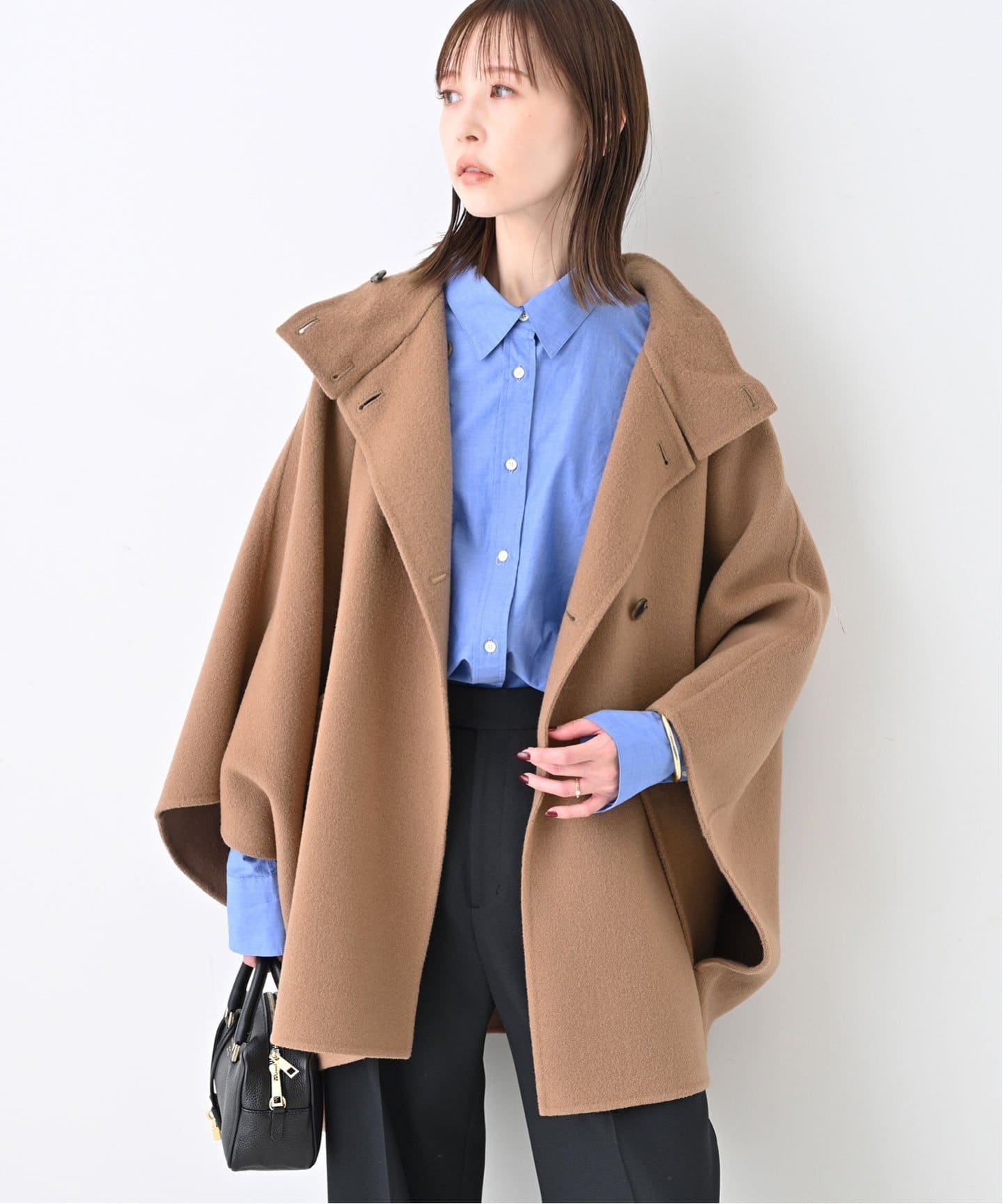 【新品】スローブイエナ スタンドカラーダブルフェイスポンチョ　イエナ　コート WEB限定/追加》スタンドカラーダブルフェイスポンチョ（ポンチョ