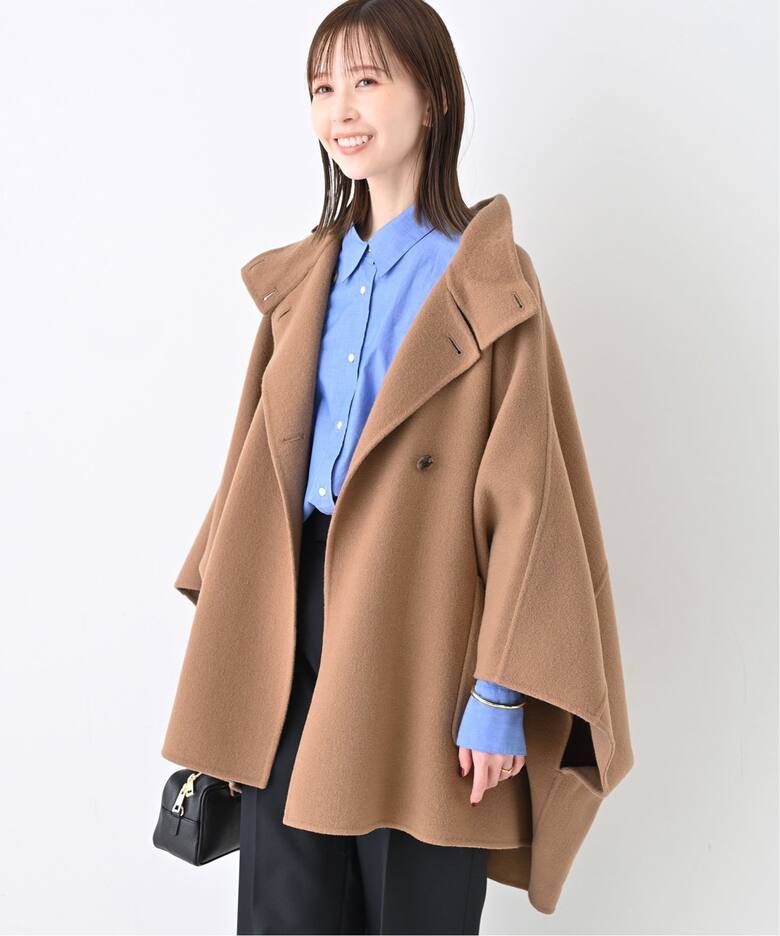 WEB限定/追加》スタンドカラーダブルフェイスポンチョ（ポンチョ 