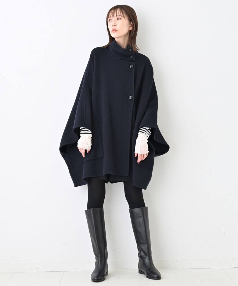WEB限定/追加》スタンドカラーダブルフェイスポンチョ（ポンチョ 