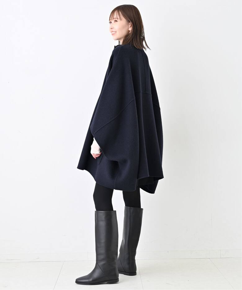 WEB限定/追加》スタンドカラーダブルフェイスポンチョ（ポンチョ 