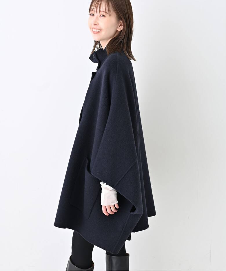 WEB限定/追加》スタンドカラーダブルフェイスポンチョ（ポンチョ 