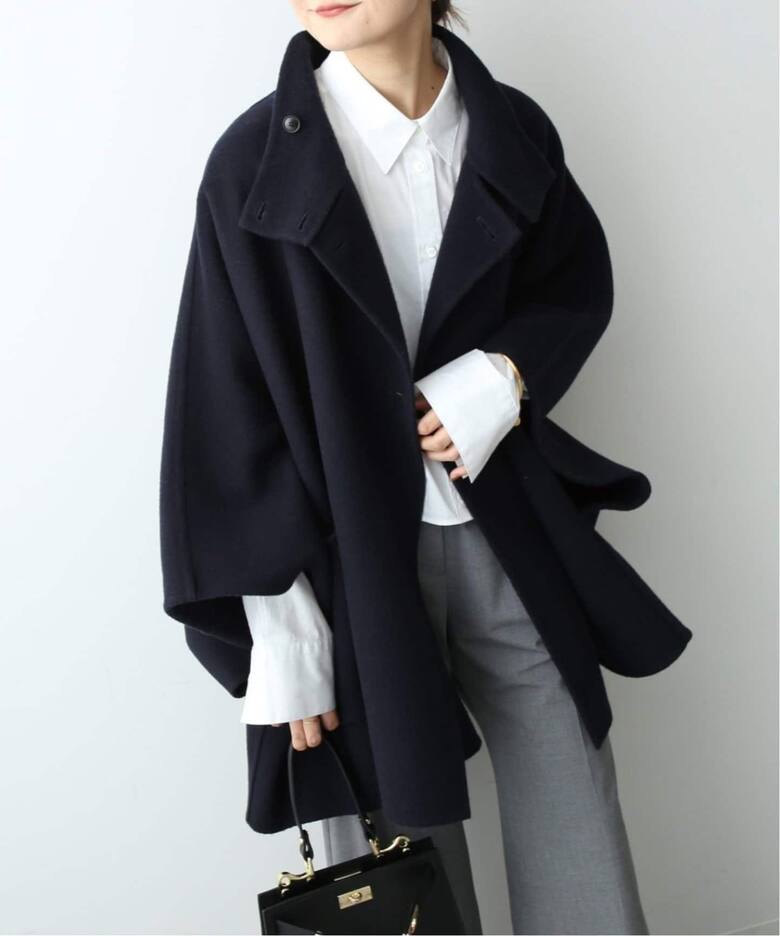 WEB限定/追加》スタンドカラーダブルフェイスポンチョ（ポンチョ 
