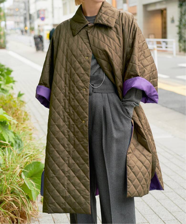 IENA LA BOUCLE リバーシブルキルティングポンチョ（中綿  