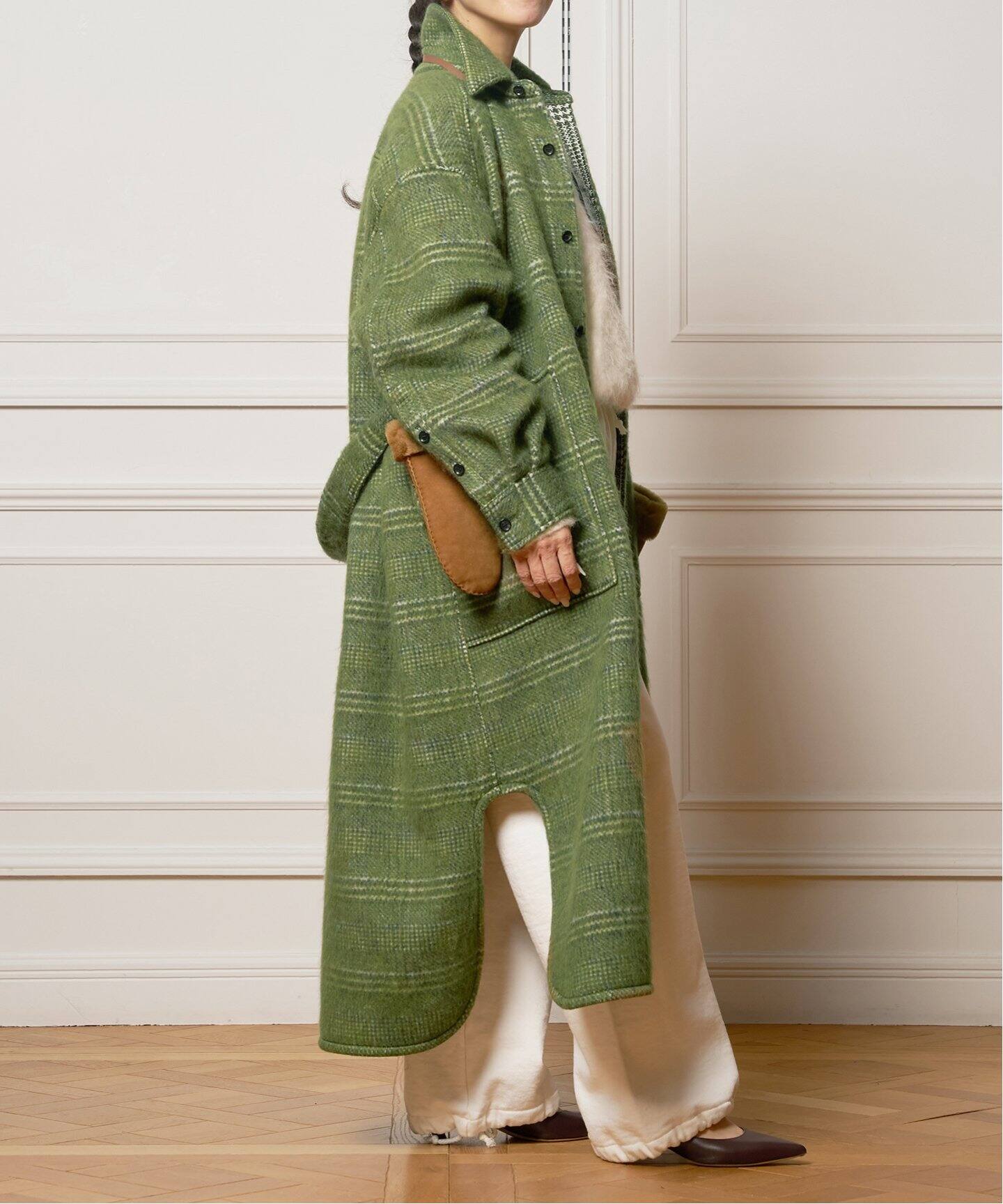 IENA LA BOUCLE プレイドシャギーウールシャツコート（その他ブルゾン