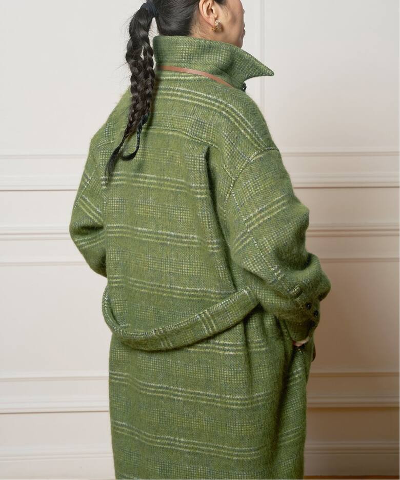 IENA LA BOUCLE プレイドシャギーウールシャツコート（その他ブルゾン 