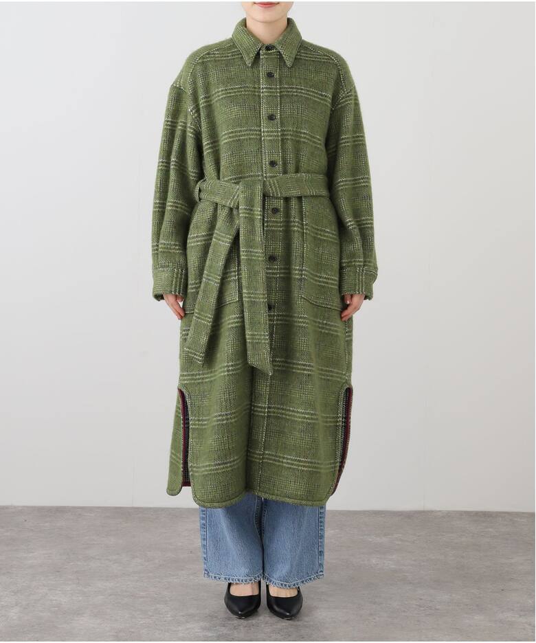 IENA LA BOUCLE プレイドシャギーウールシャツコート（その他ブルゾン 