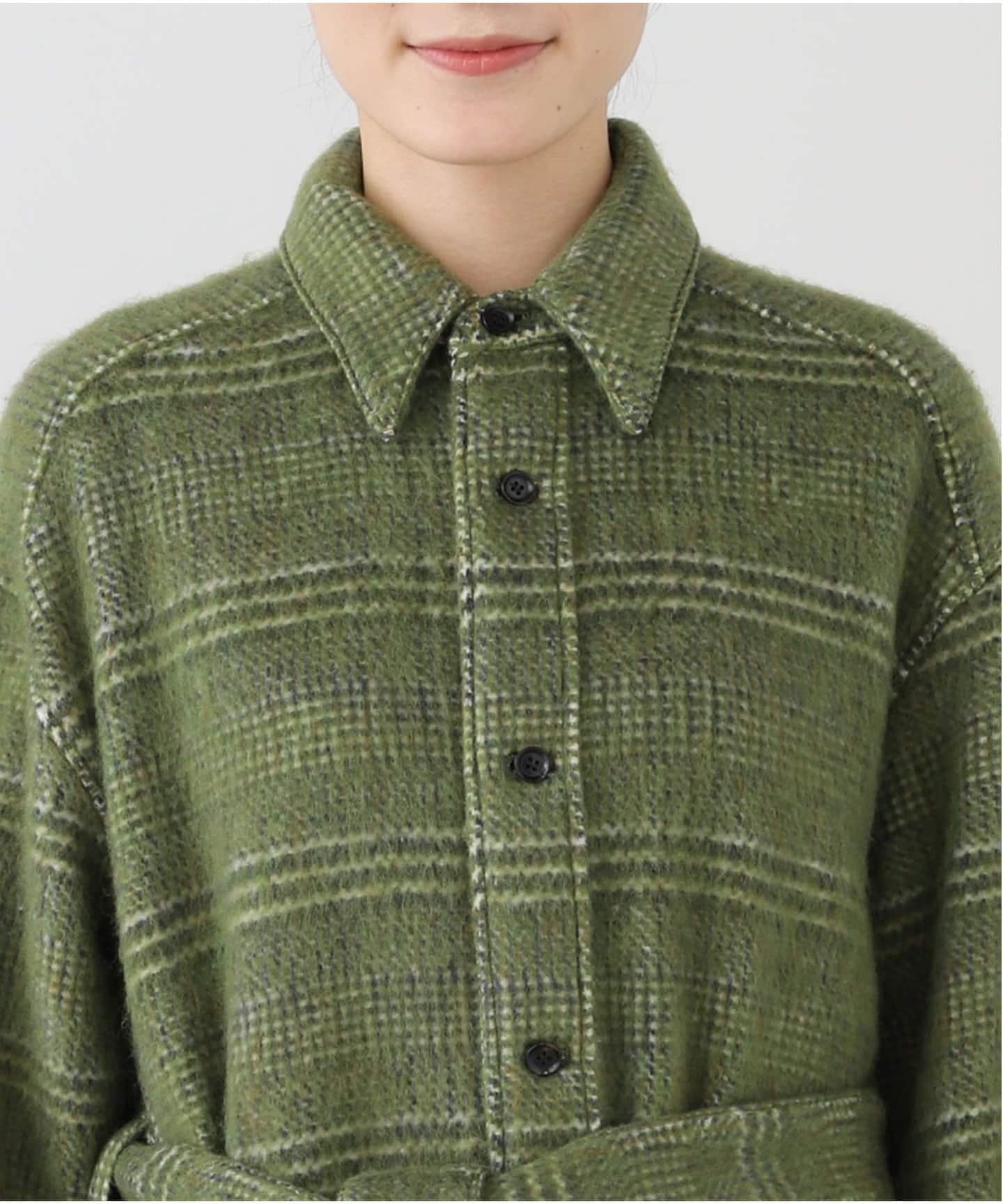 IENA LA BOUCLE プレイドシャギーウールシャツコート（その他ブルゾン