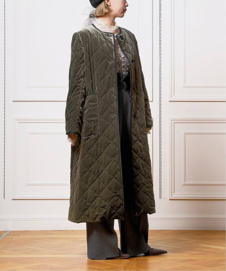 IENA LA BOUCLE ベロアキルティングコート（中綿・キルティング 