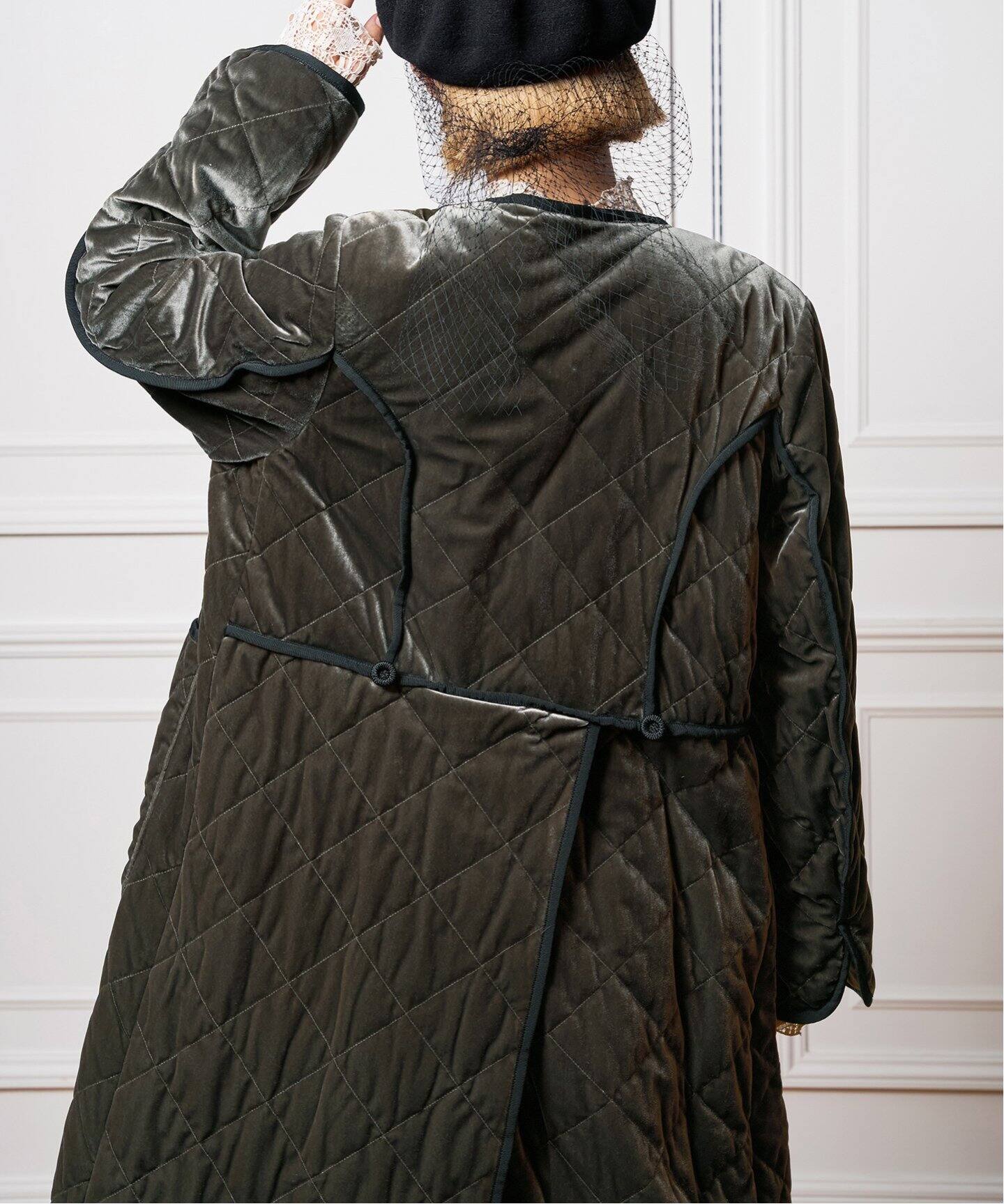 IENA LA BOUCLE ベロアキルティングコート（中綿・キルティング  