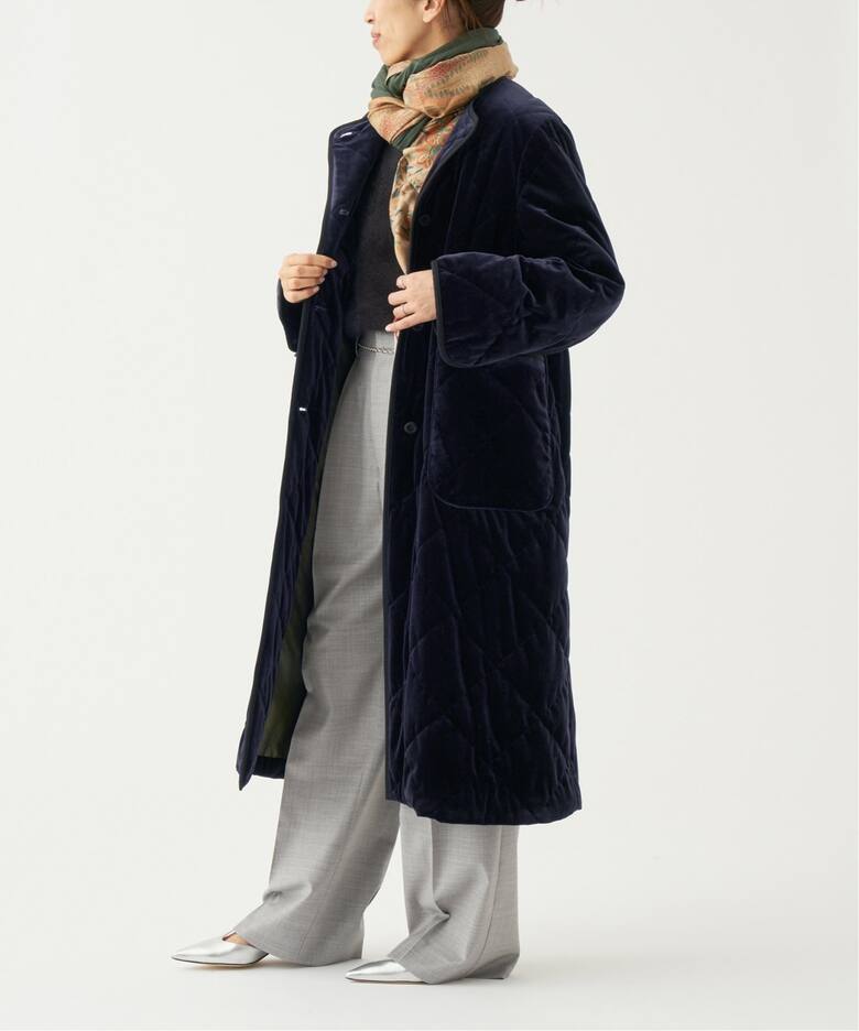 IENA LA BOUCLE ベロアキルティングコート（中綿・キルティング  