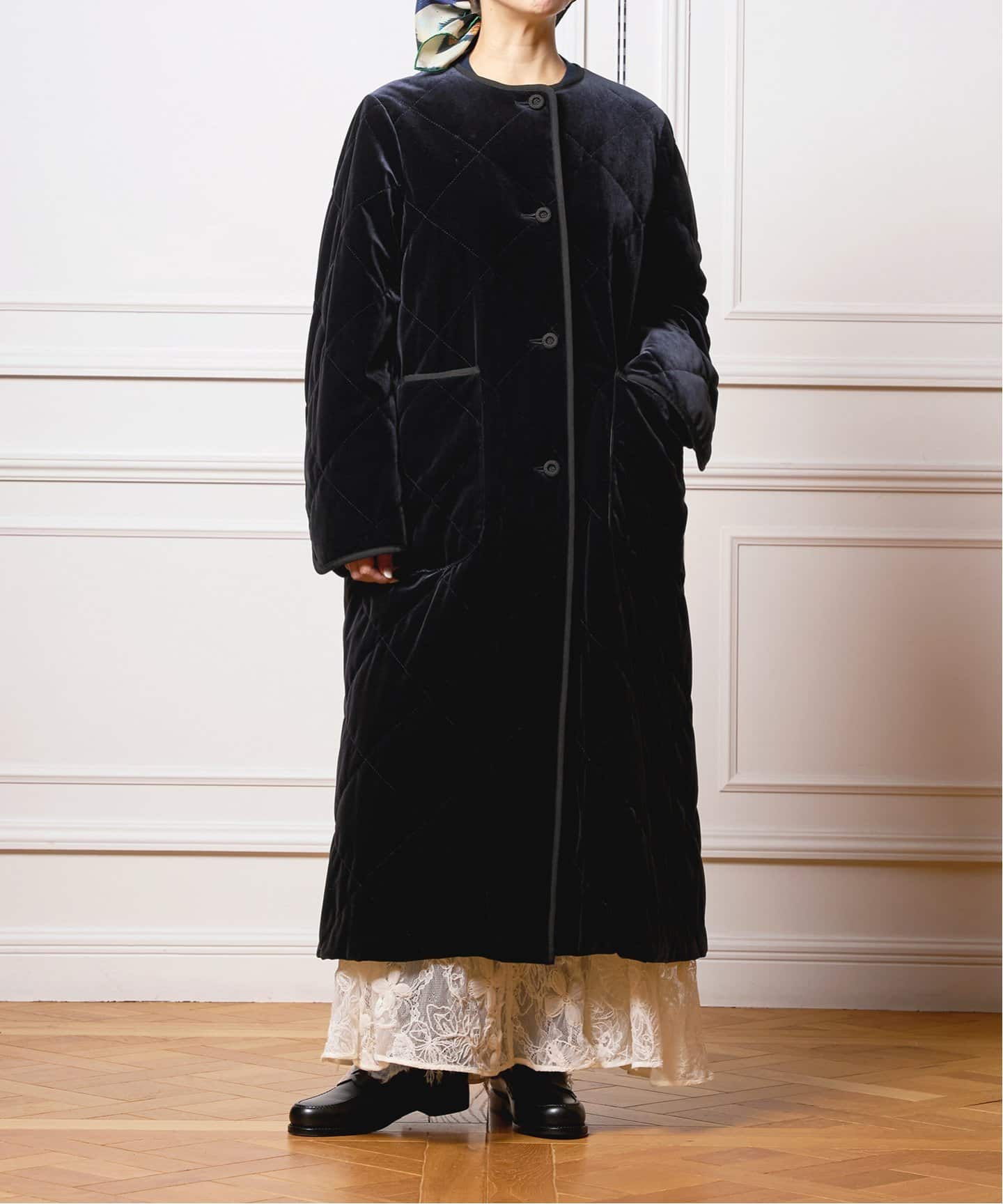 IENA LA BOUCLE ベロアキルティングコート（中綿・キルティング