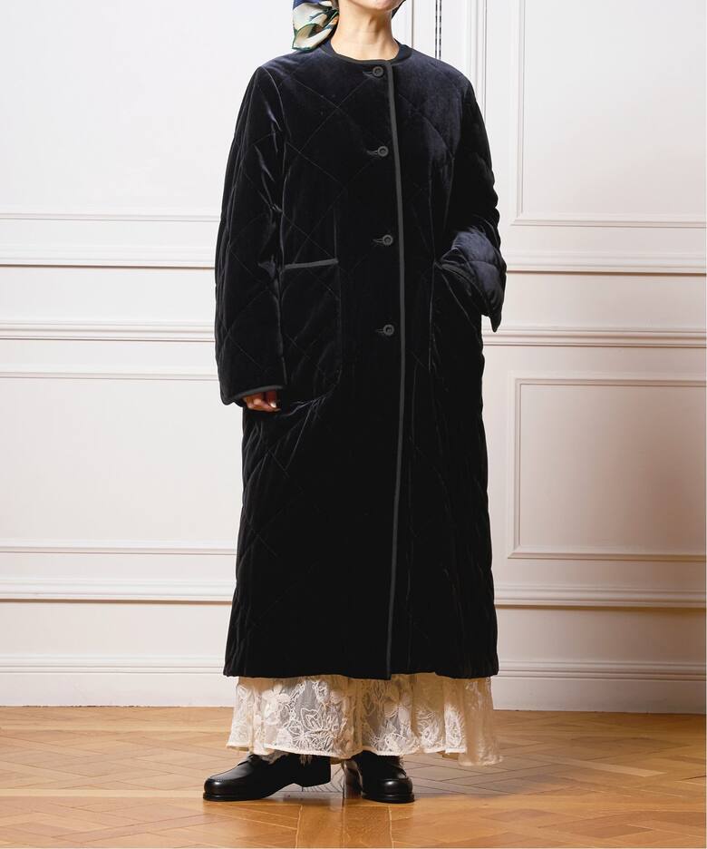 IENA LA BOUCLE ベロアキルティングコート（中綿・キルティング 