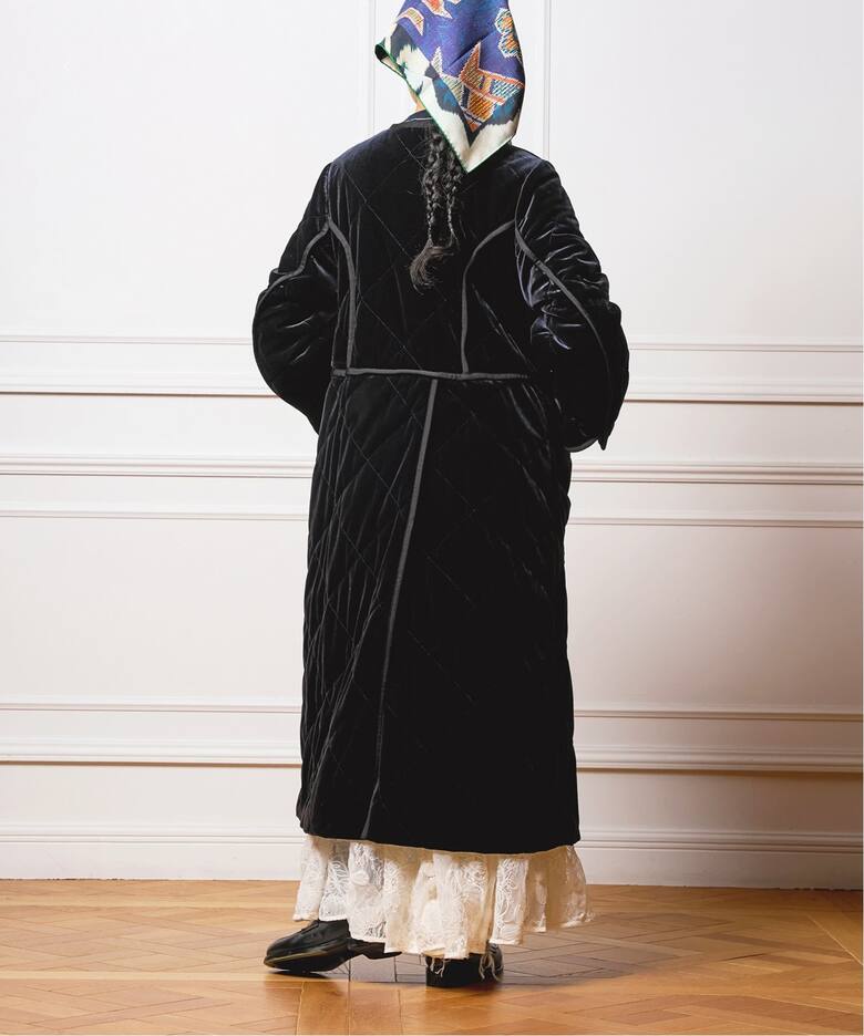 IENA LA BOUCLE ベロアキルティングコート（中綿・キルティング  