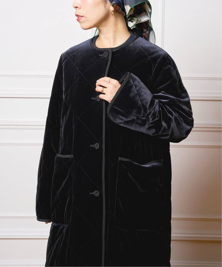 IENA LA BOUCLE ベロアキルティングコート（中綿・キルティング  