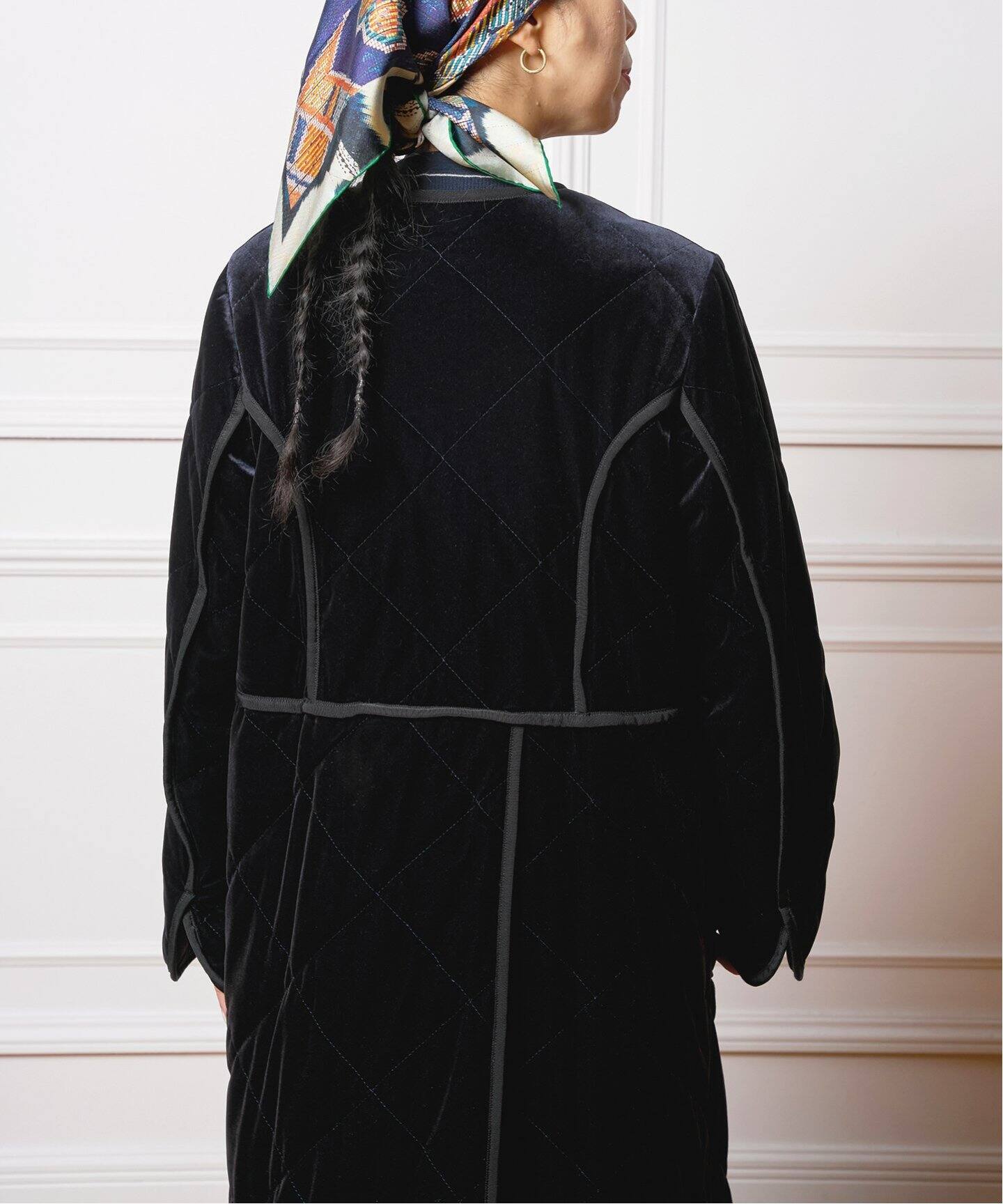 IENA LA BOUCLE ベロアキルティングコート（中綿・キルティング 