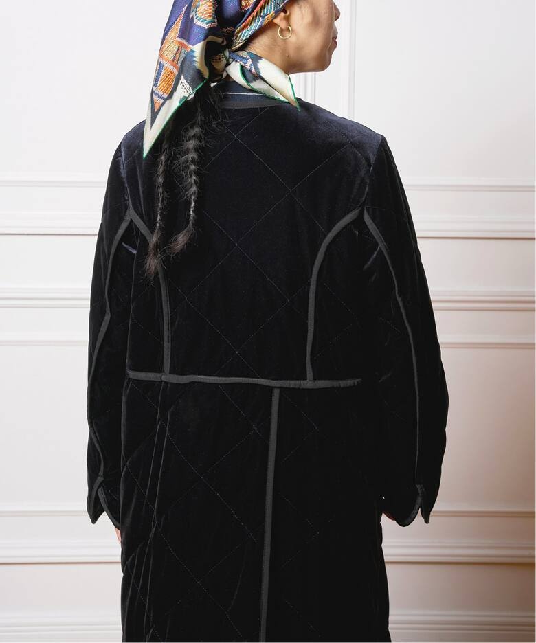 IENA LA BOUCLE ベロアキルティングコート（中綿・キルティング 
