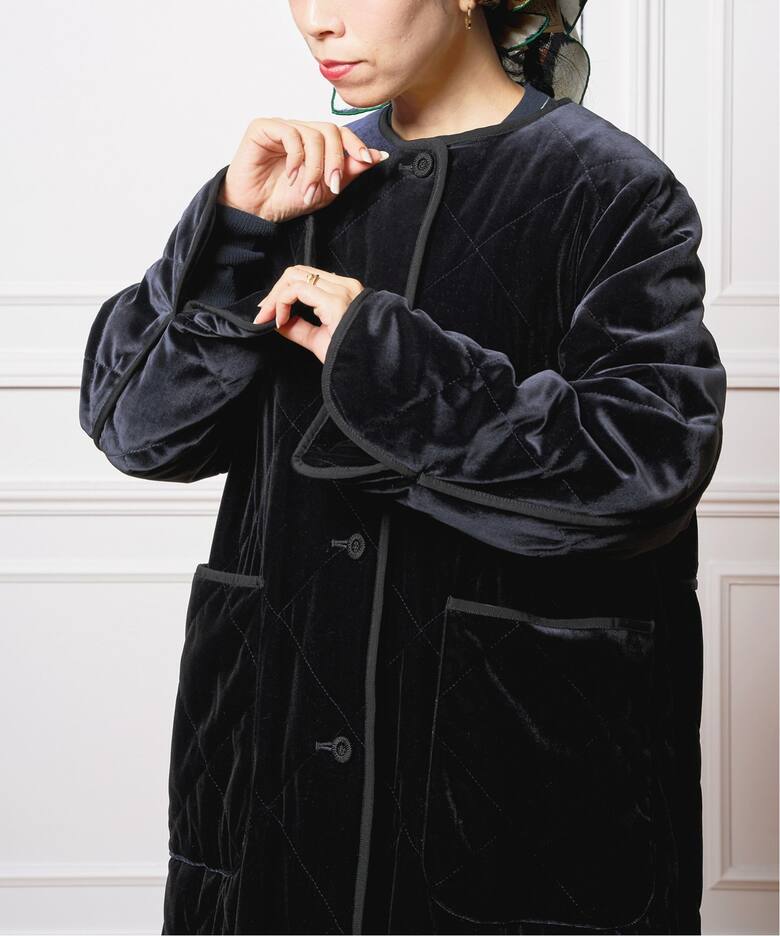 IENA LA BOUCLE ベロアキルティングコート（中綿・キルティング 