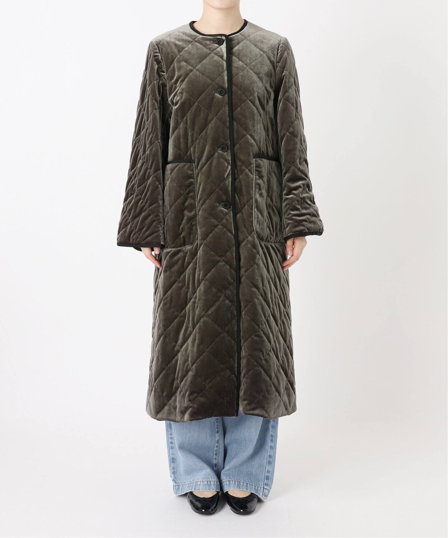 IENA LA BOUCLE ベロアキルティングコート（中綿・キルティング 