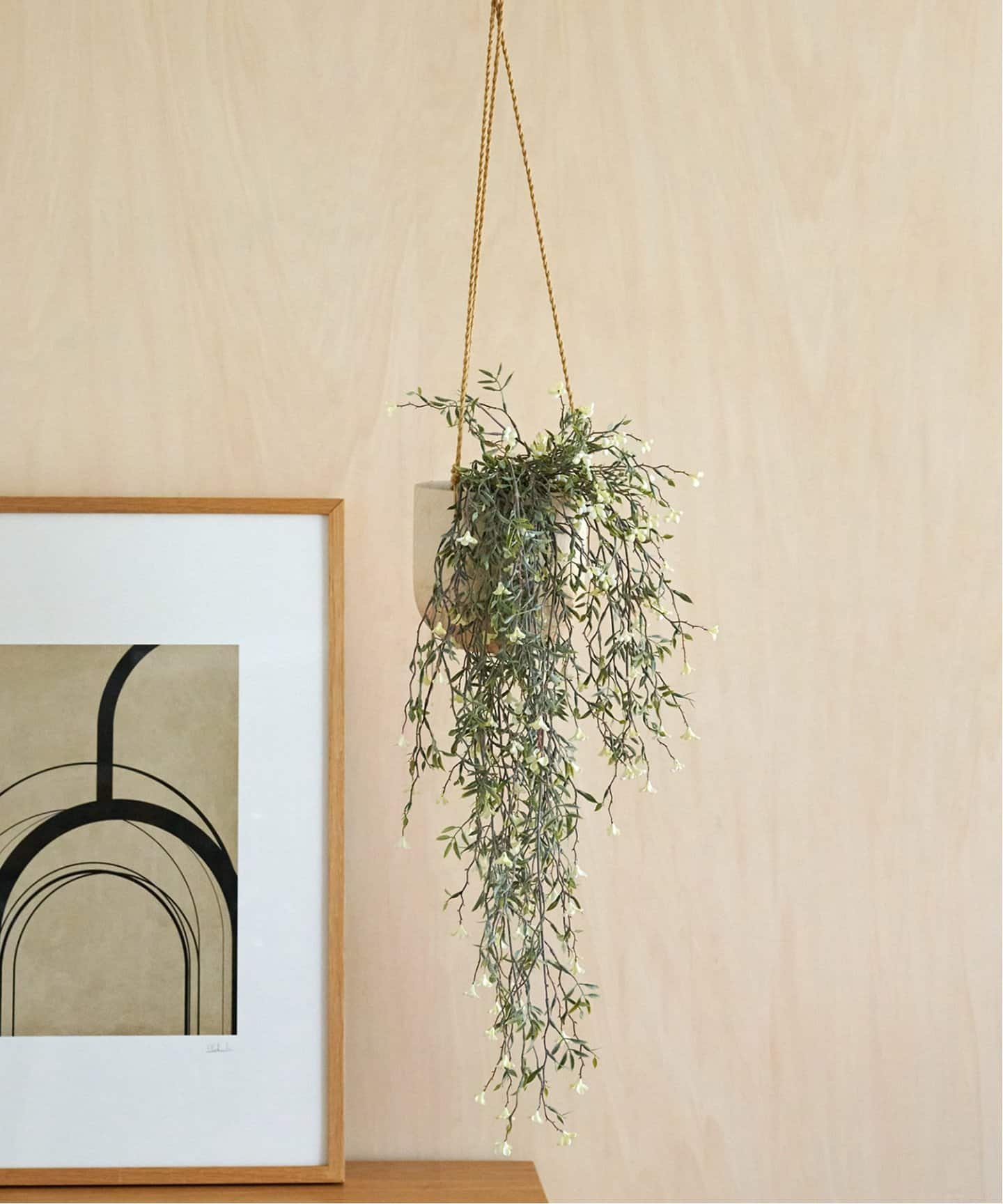 Brown./ブラウン】 ホワイトフラワー ハンギングブッシュ フェイク