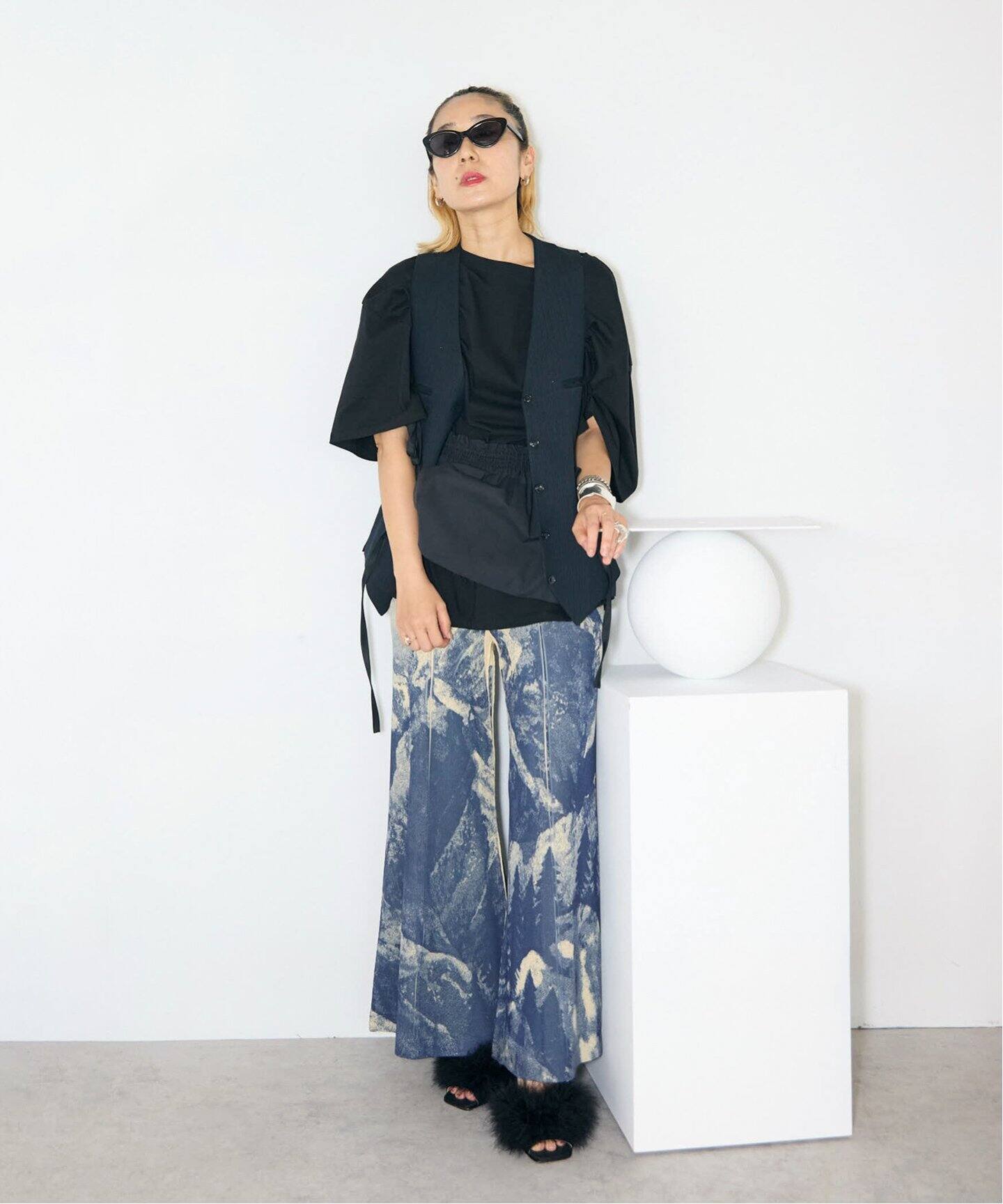 TOGA PULLA PRINT RIB JERSEY PANTS TP242-JF233：パンツ（その他 