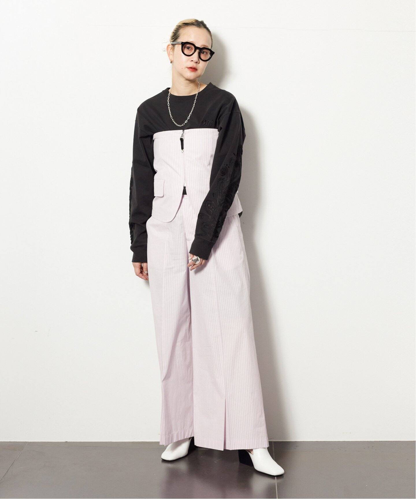 TOGA PULLA/トーガプルラ】Stripe cotton パンツ（スラックス 
